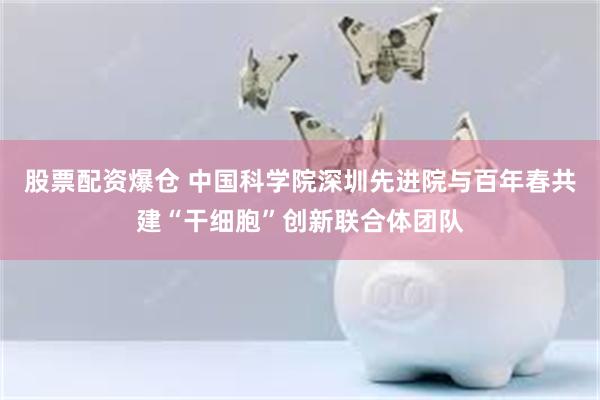 股票配资爆仓 中国科学院深圳先进院与百年春共建“干细胞”创新联合体团队